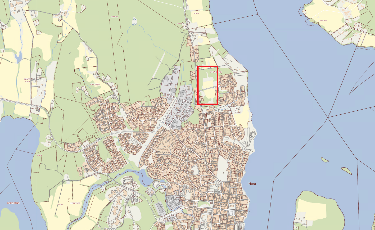 Översiktskarta som visar området vid Stensnäs