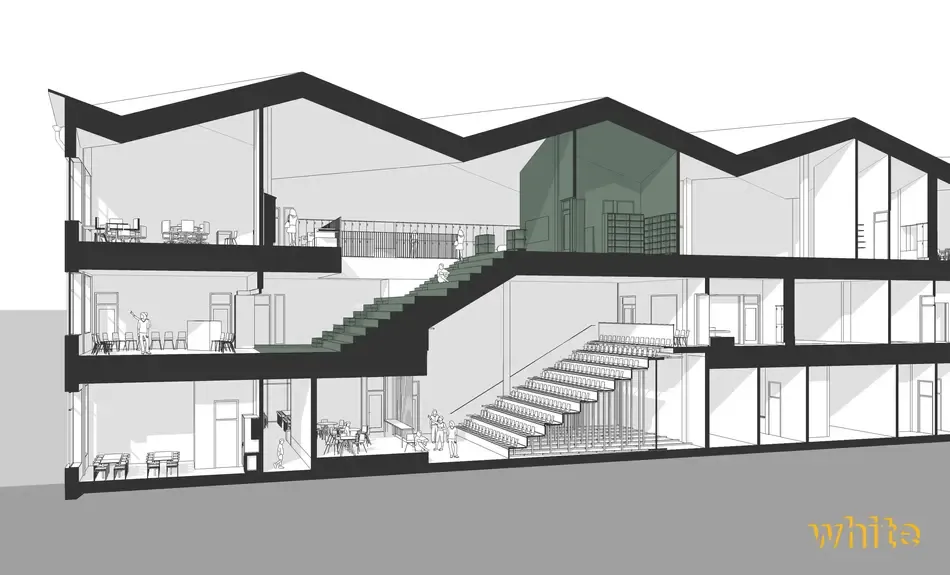 Genomskärning av skolans våningsplan