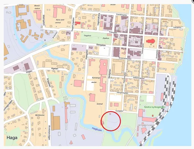 Parkering för husbilar vid Skojarbacken i Nora