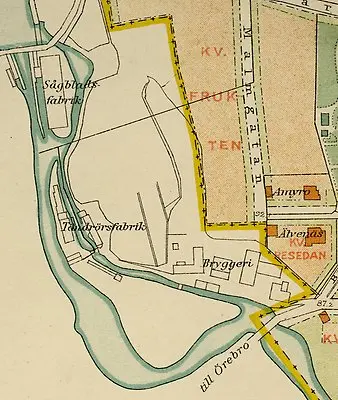 Karta från 1912 över Bryggeriområdet i Nora